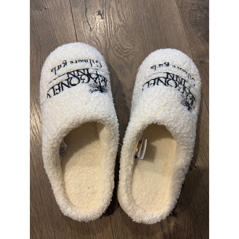 Gilmore Girls Dragonfly Inn Cream Sherpa Slippers White Scuff House Shoes S/M 7